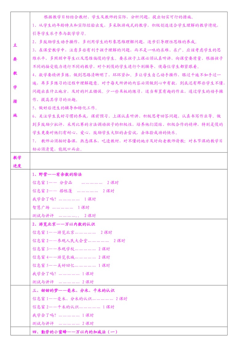 小学二年级数学下册单元备课.doc_第3页