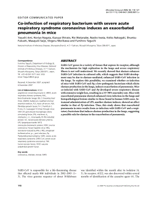 【病毒外文文獻】2008 Co-infection of respiratory bacterium with severe acute respiratory syndrome coronavirus induces an exacerbated pne