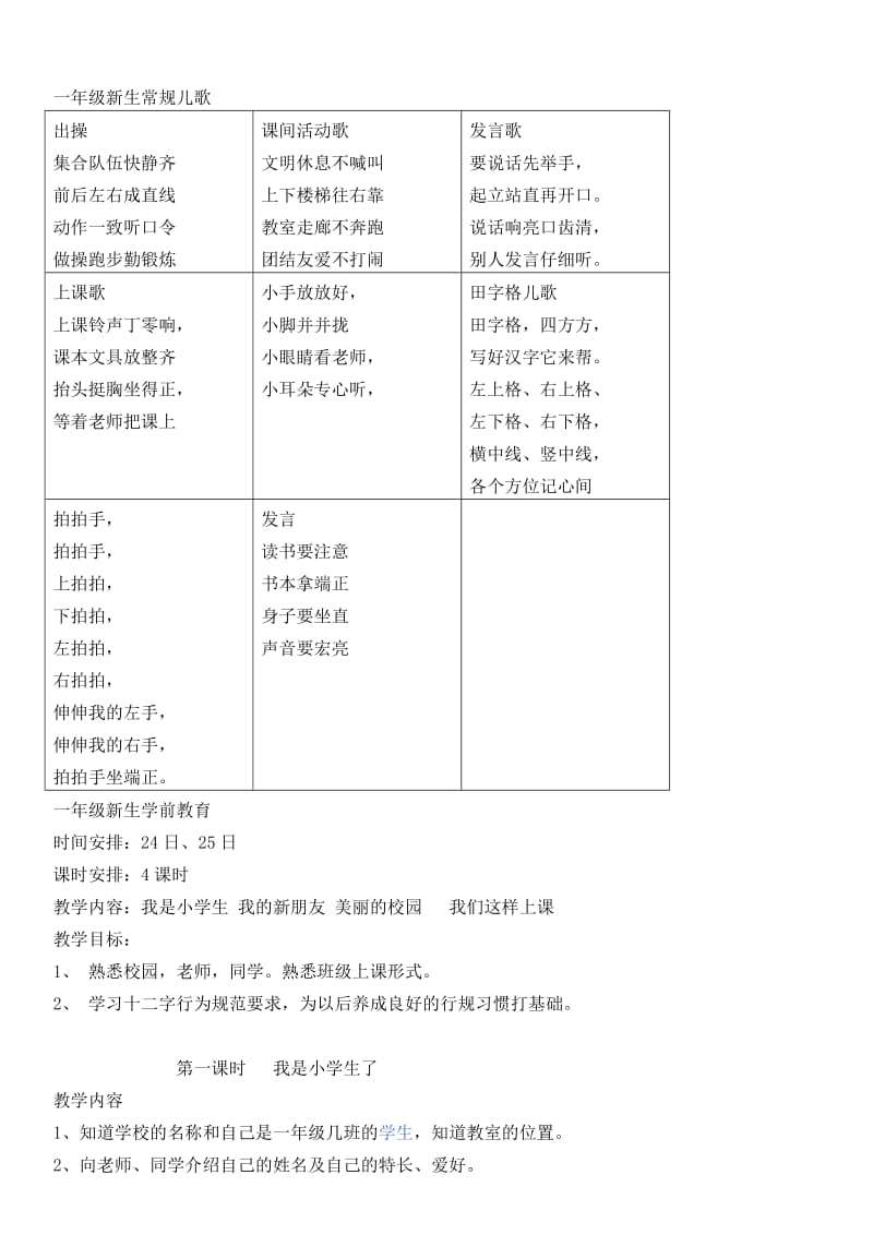 小学,一年级,新生,常规,儿歌.doc_第1页