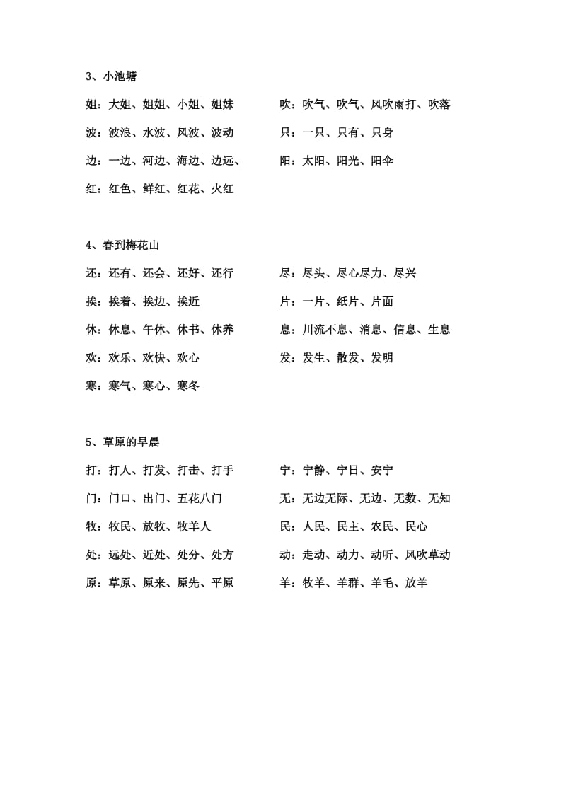 小学一年级下学期1-4单元一类字组词.doc_第3页