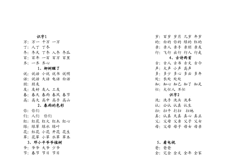 小学一年级下册词语(全).doc_第1页