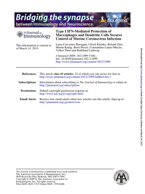 【病毒外文文獻(xiàn)】2009 Type I IFN-Mediated Protection of Macrophages and Dendritic Cells Secures Control of Murine Coronavirus Infection