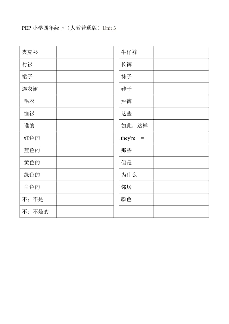 小学4年级下册英语单词默写表.doc_第3页