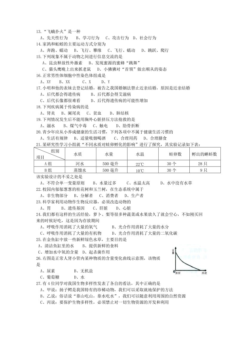 2011年怀化市初中毕业学业水平考试试卷.doc_第2页