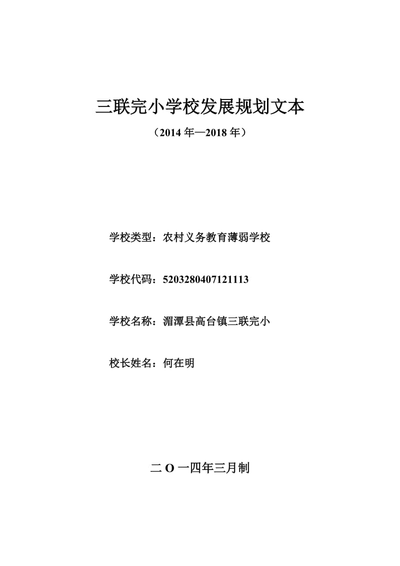 高台镇三联完小学校发展规划文本.doc_第1页