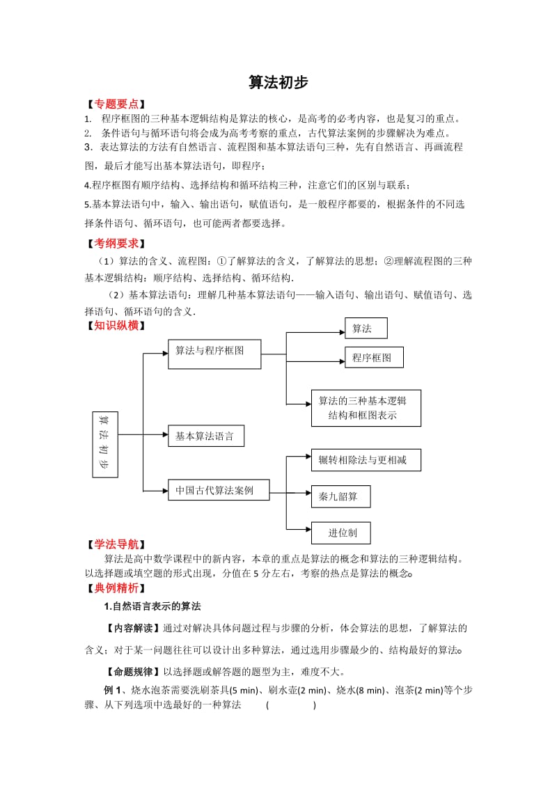 浙江高中数学复习资料-算法初步.doc_第1页