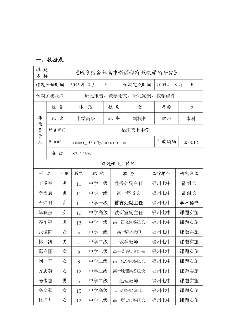 城乡结合部高中新课程有效教学研究申报表.doc_第3页