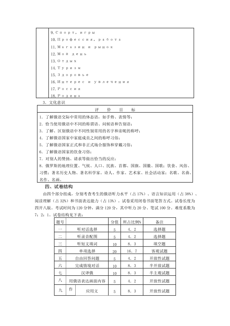 2013年黑河市初中毕业生学业考试俄语学科命题说明.doc_第3页