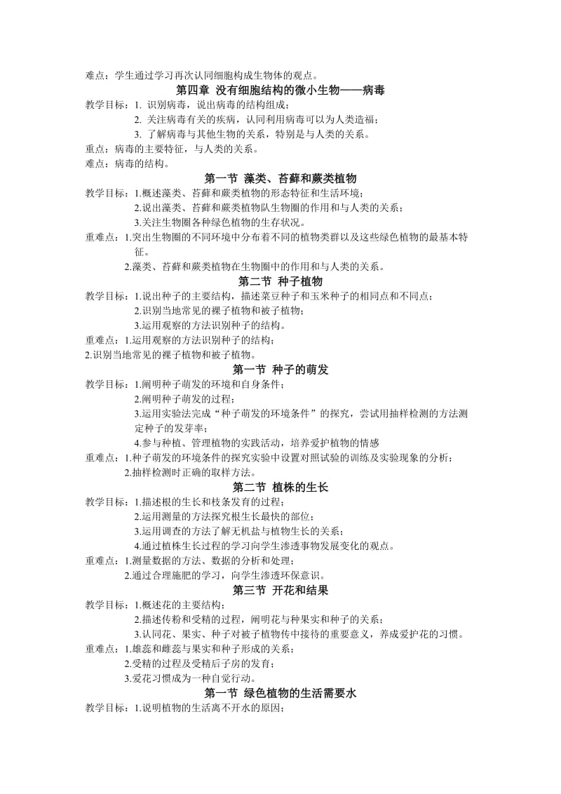 七年级生物教学目标重难点.doc_第3页