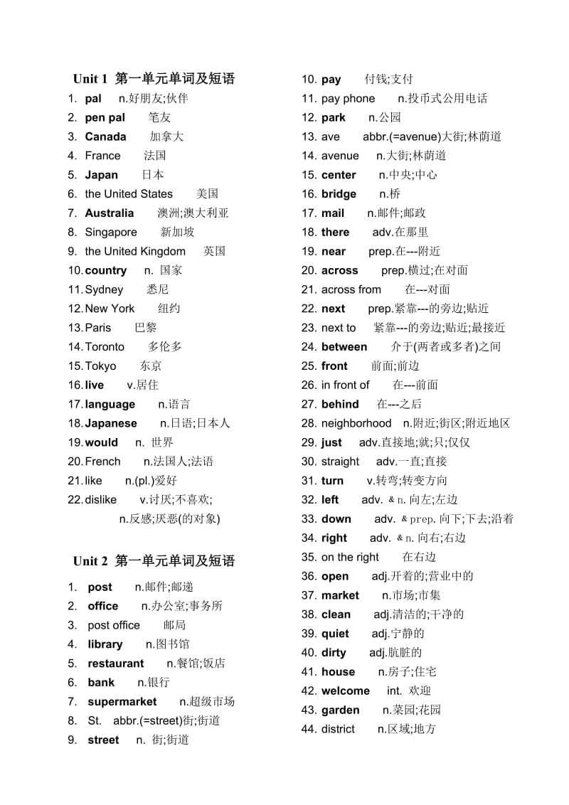 七年级下册英语单词表人教版(新课标).doc_第1页