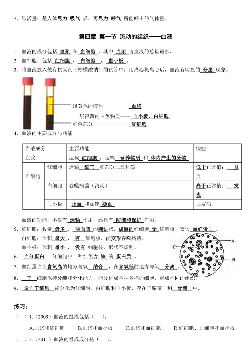 七年级下复习资料-血液循环、泌尿系统.doc_第2页