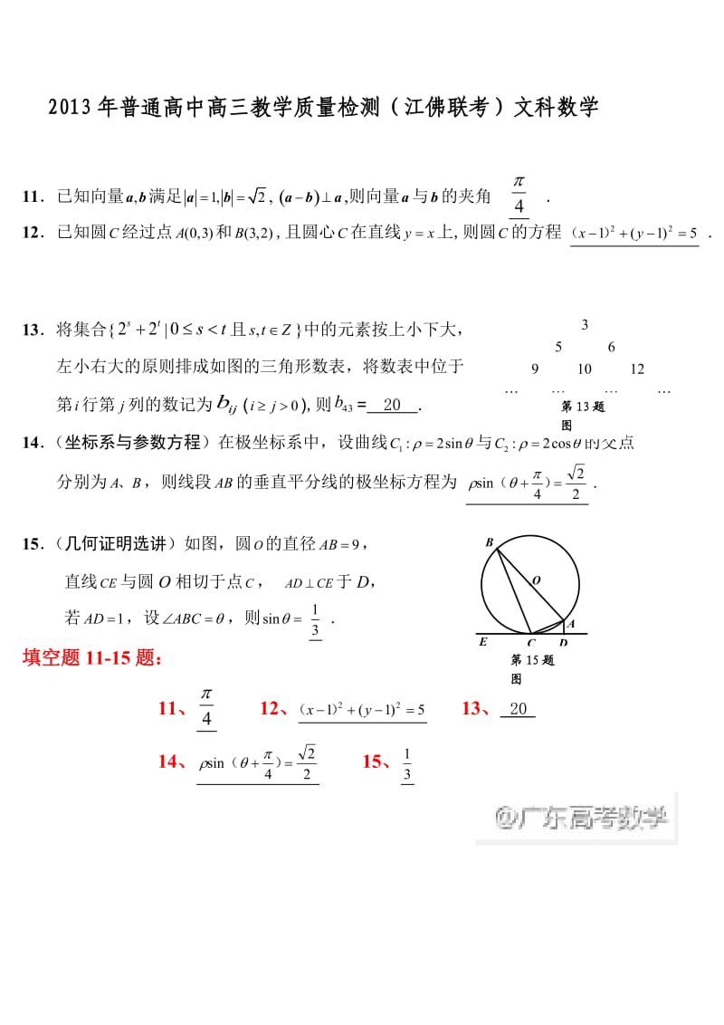 2013年普通高中高三教学质量检测(江佛联考)文科数学.doc_第3页