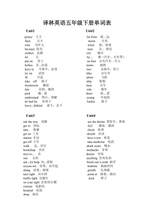 譯林英語五年級下冊單詞表.doc