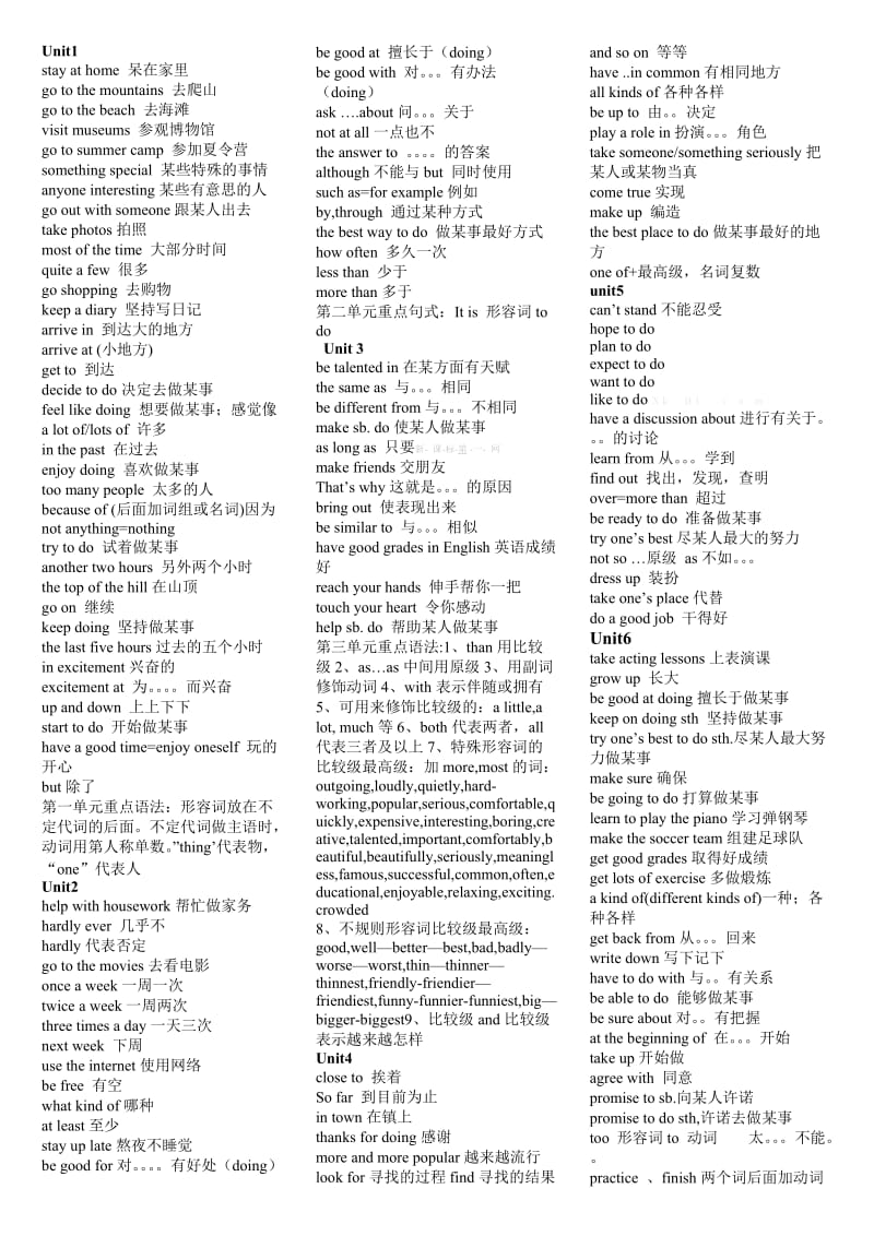 2013新版八年级英语上册短语1-10单元.doc_第1页