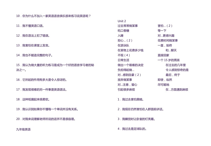 九年级上、下英语单词(句子和短语)汉语共有24张16K正反.doc_第2页