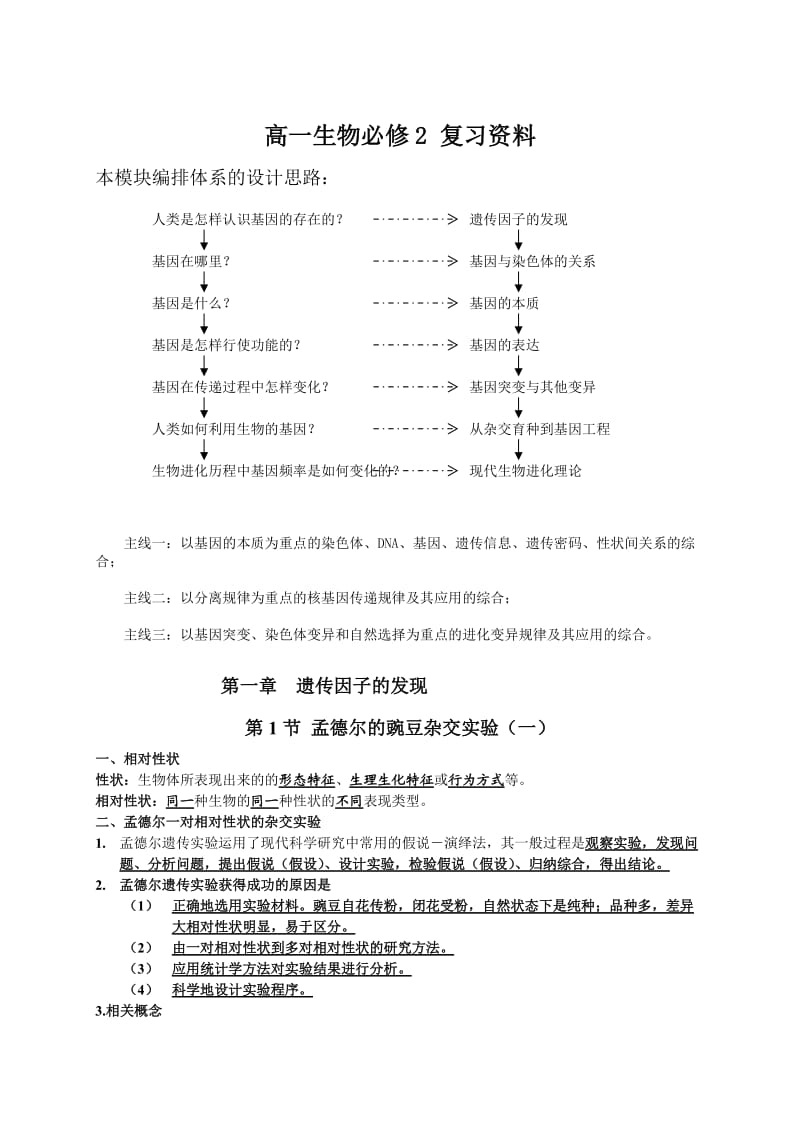 人教版高一生物必修二期末复习资料.doc_第1页