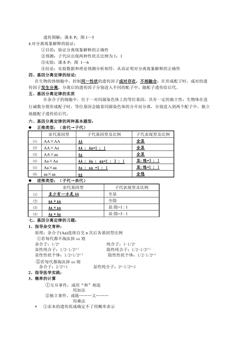 人教版高一生物必修二期末复习资料.doc_第3页