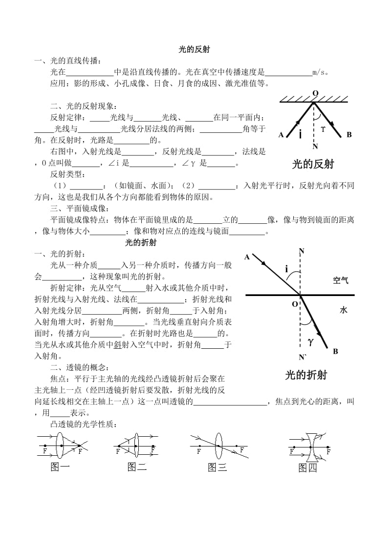 中考物理各知识点经典强化训练(基本概念加基本公式填空.doc_第1页