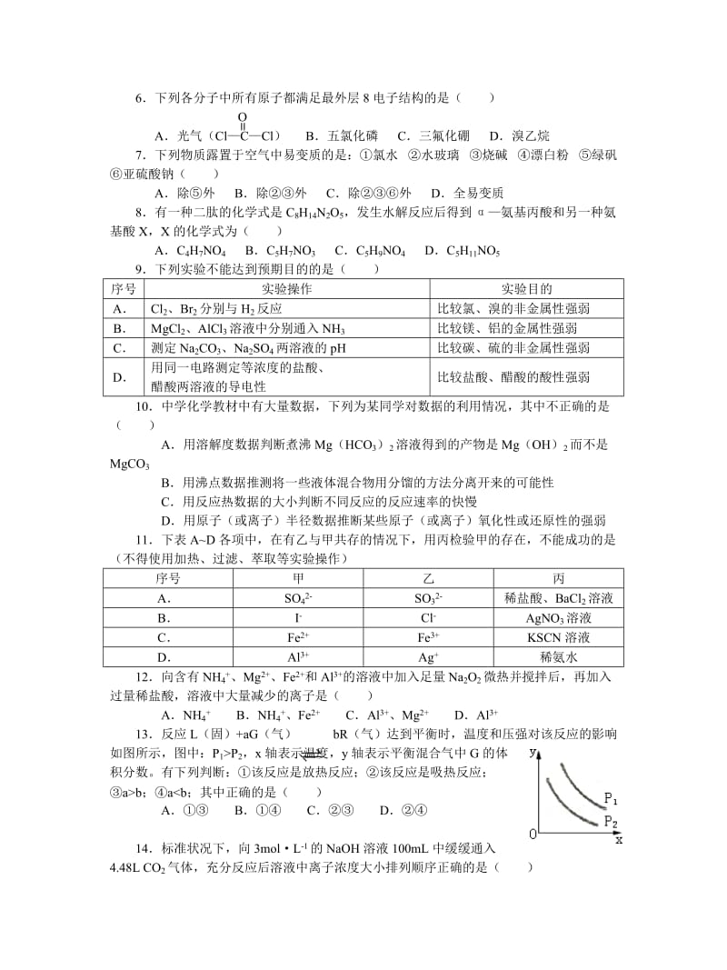 天津一中高三理科综合能力测试第二套.doc_第2页