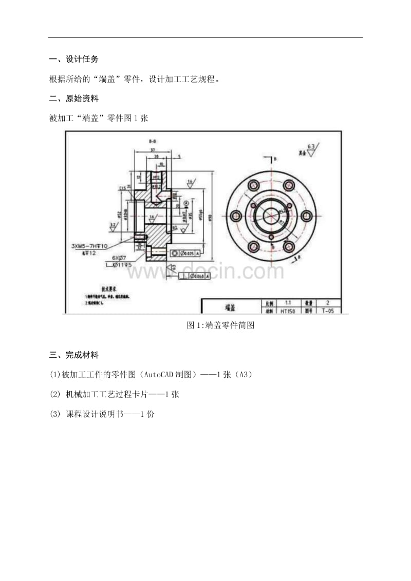 机械制造技术课程设计-端盖零件加工工艺规程设计_第1页