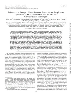 【病毒外文文獻(xiàn)】2008 Difference in Receptor Usage between Severe Acute Respiratory Syndrome (SARS) Coronavirus and SARS-Like Coronavirus