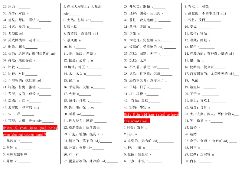 2015年春季人教版八年级下册英语单词与词组测试U1-10(打印版).doc_第3页