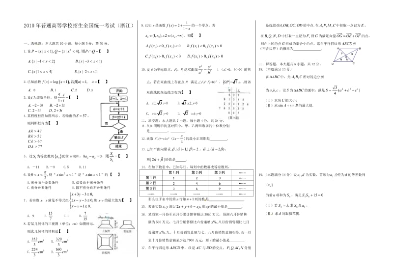 浙江省10年数学高考(文).doc_第1页