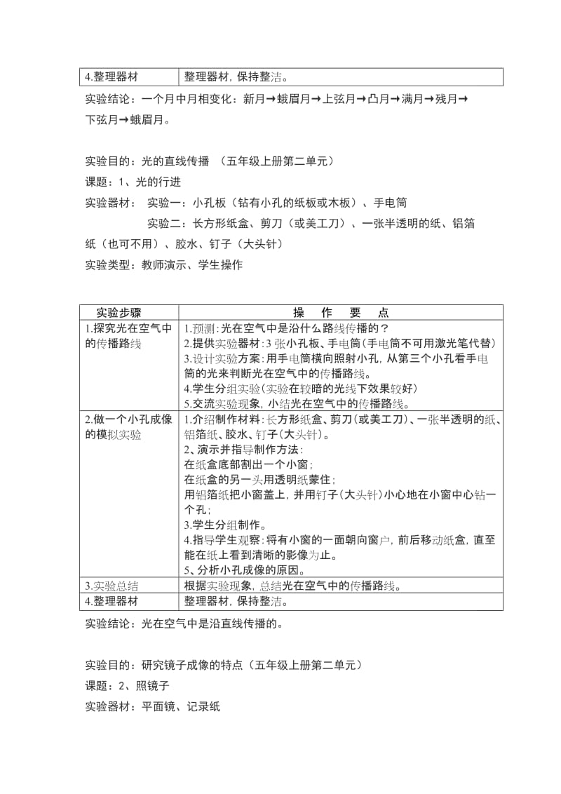 苏教版小学科学实验操作项目及技能要点(五年级).doc_第3页