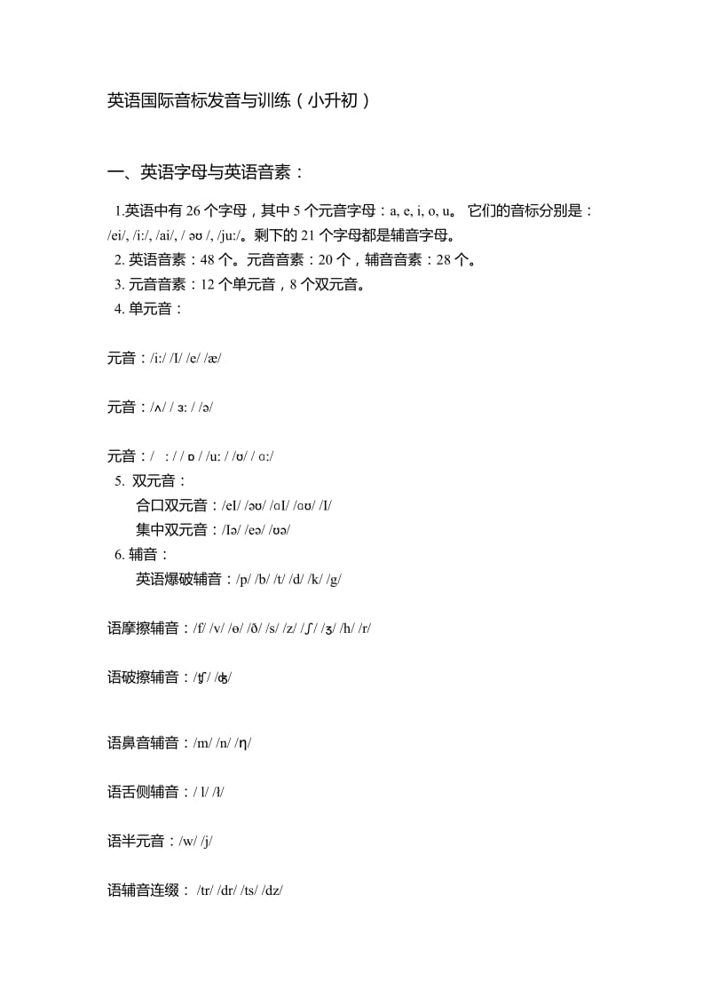 英语国际音标发音与训练(小升初).docx_第1页