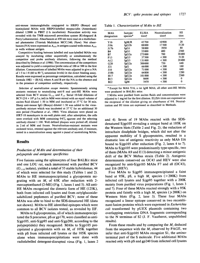 【病毒外文文献】1992 Bovine coronavirus peplomer glycoproteins_ detailed antigenic analyses of S1, S2 and HE_第3页