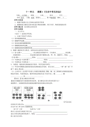 九年級化學第十一單元生活中常見的鹽導學案.doc