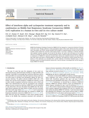 【病毒外文文獻(xiàn)】2018 Effect of interferon alpha and cyclosporine treatment separately and in combination on Middle East Respiratory Synd