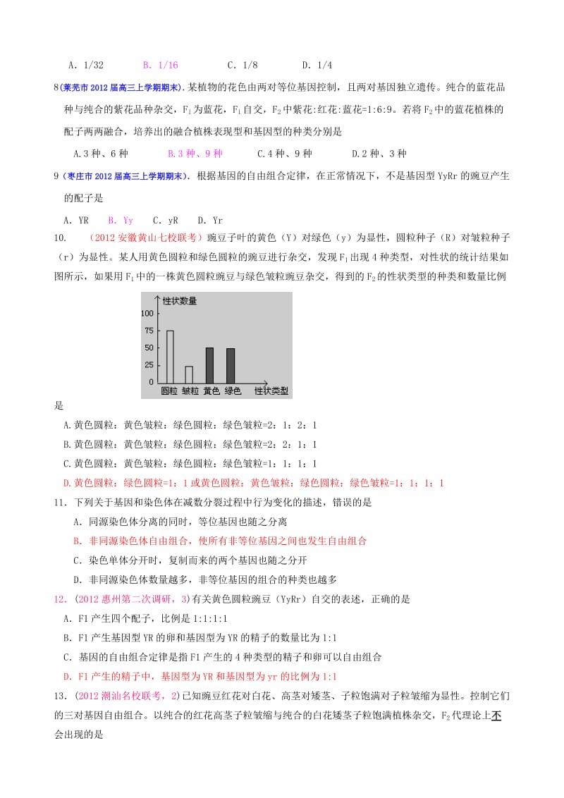 2013届高三生物一轮复习：1.2孟德尔的豌豆杂交实验(二)(必修2).doc_第2页