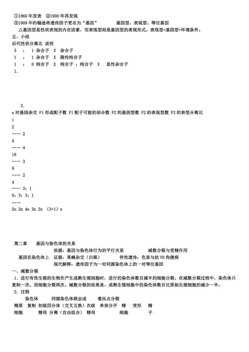 人教版高一生物必修二复习提纲.doc_第2页