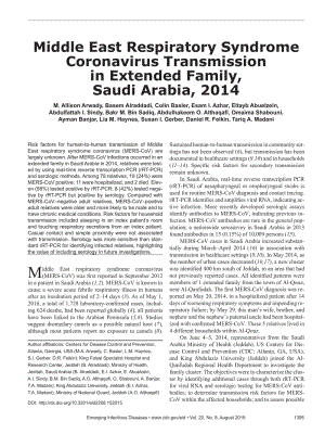 【病毒外文文獻】2016 Middle East Respiratory Syndrome Coronavirus Transmission in Extended Family, Saudi Arabia, 2014