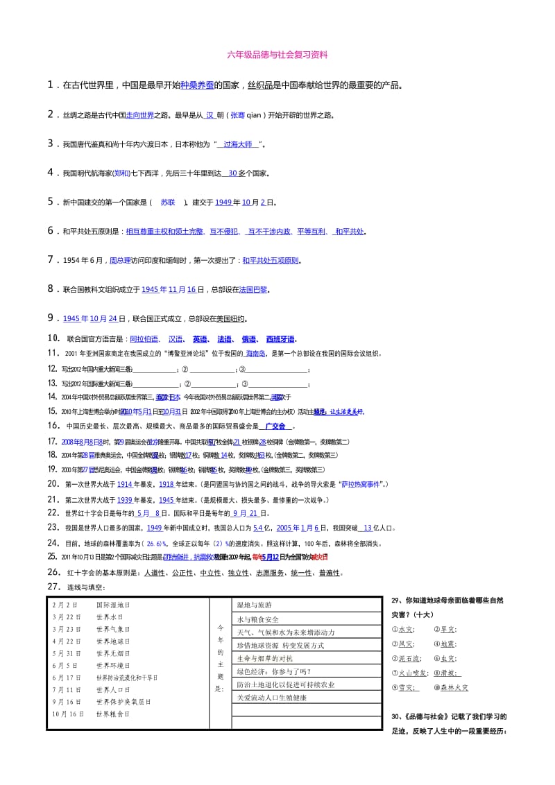 鄂教版六年级品德与社会复习精华资料(浓缩版).doc_第1页