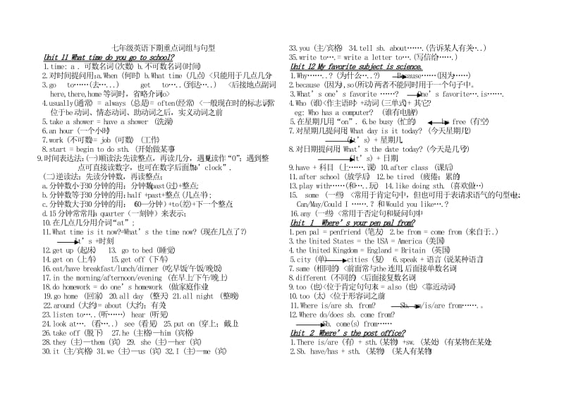 中考总复习分册汇总词组之七年级下册.doc_第1页