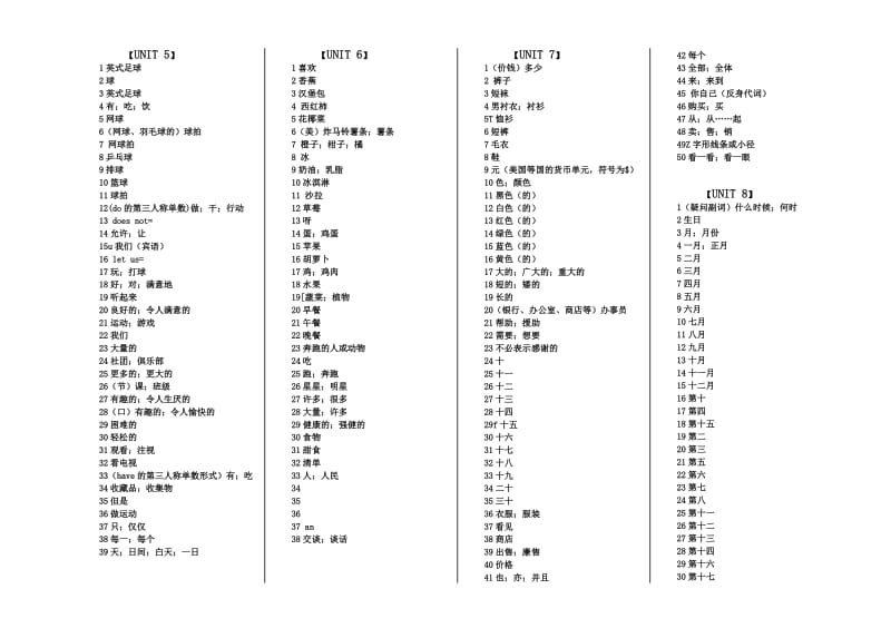 七年级上册所有单词的汉语,适合学生复习时默写.doc_第2页