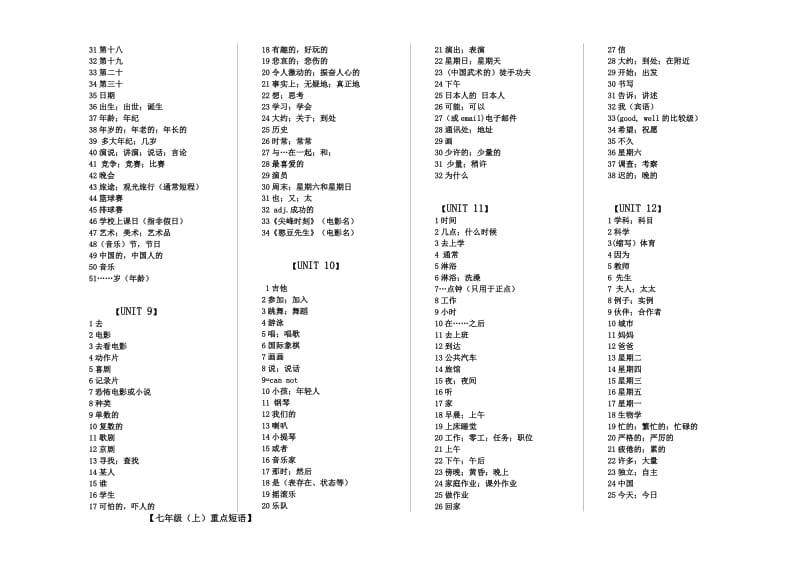 七年级上册所有单词的汉语,适合学生复习时默写.doc_第3页