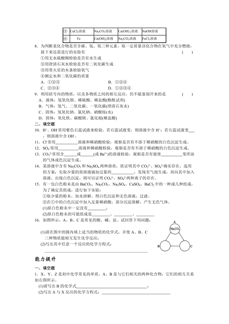 2010年中考化学考前专练(物质的鉴别和推断).doc_第2页