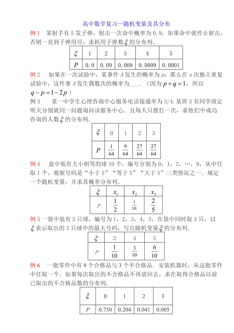 笔记(高中数学复习-随机变量及其分布).doc_第1页