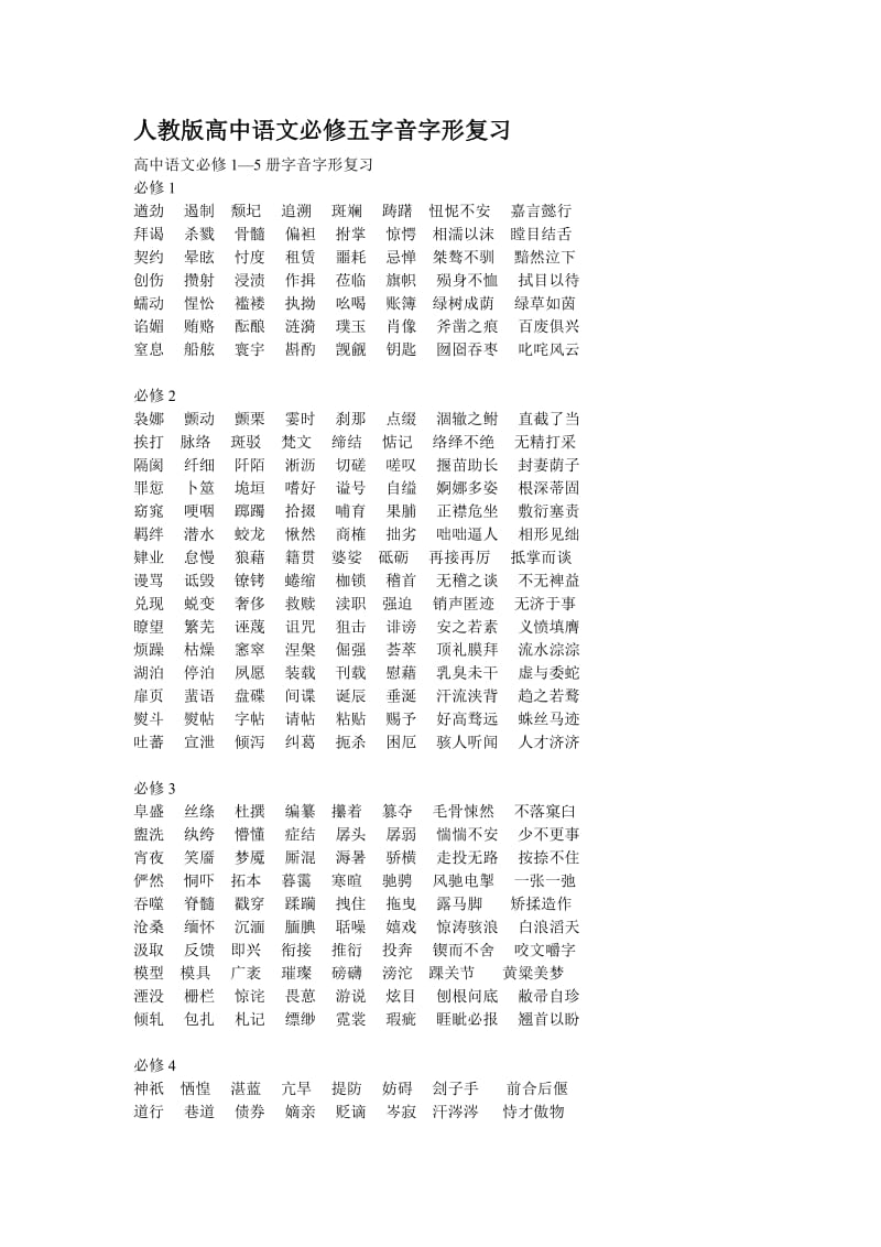 人教版高中语文必修五字音字形复习.doc_第1页