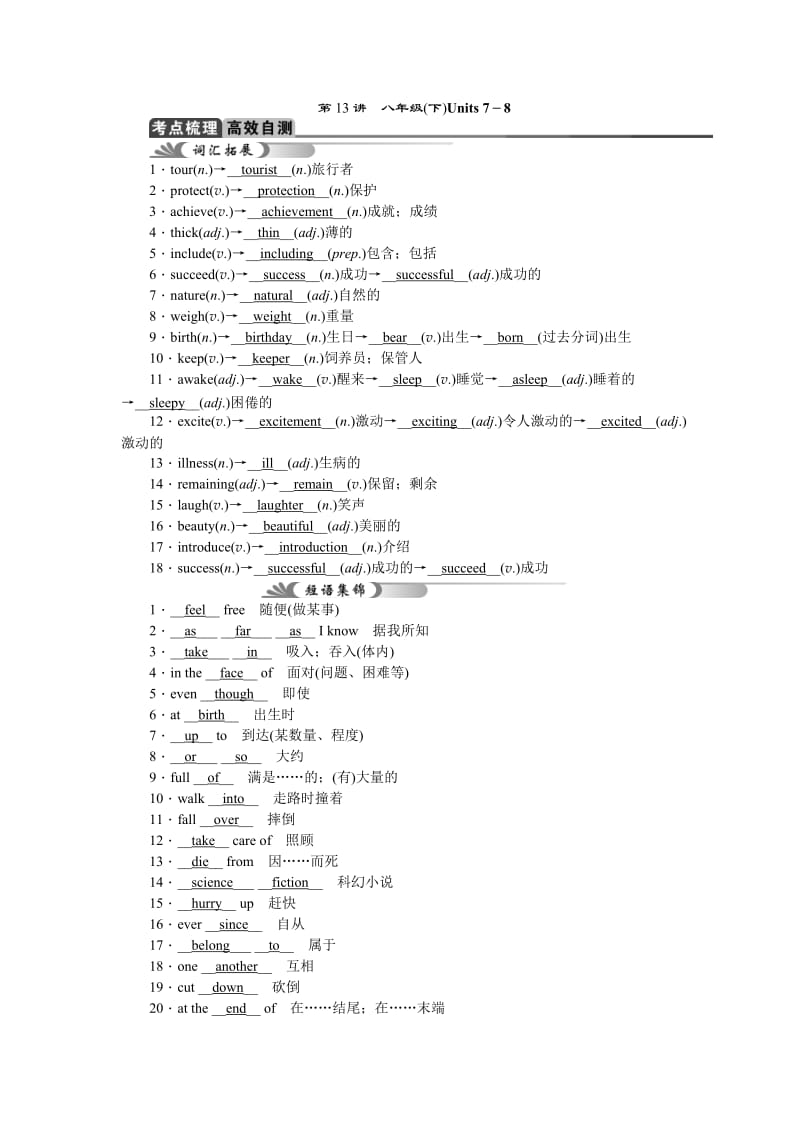 八年级(下)Units7-8考点跟踪.doc_第1页