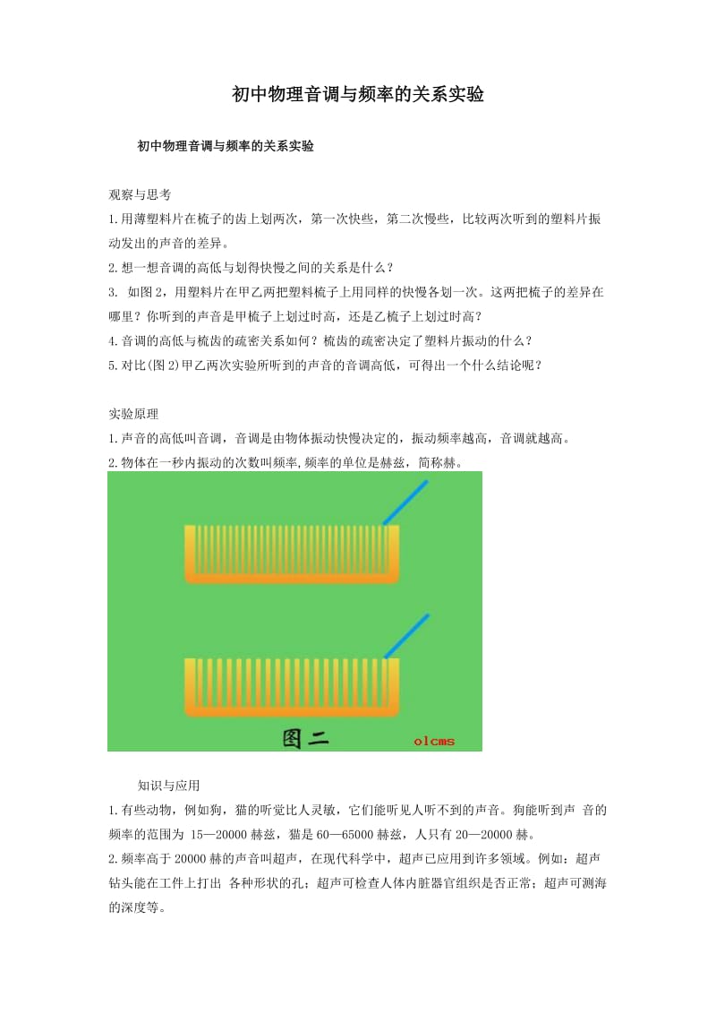 初中物理音调与频率的关系实验.doc_第1页