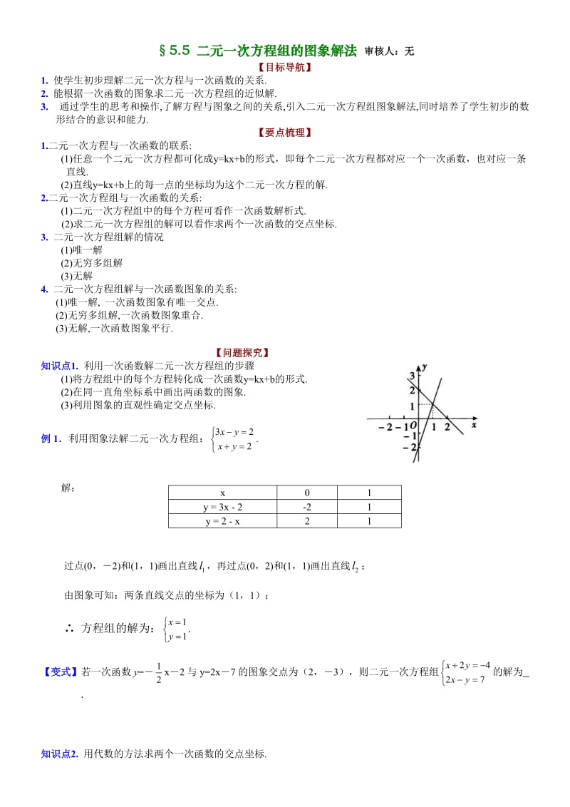 八年级第五章5.5二元一次方程组的图象解法(季彬).doc_第1页