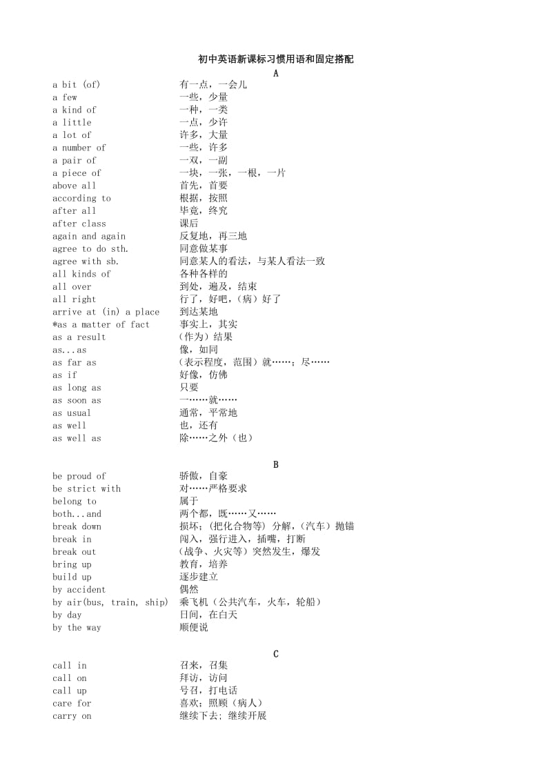 初中英语新课标习惯用语和固定搭配.doc_第1页