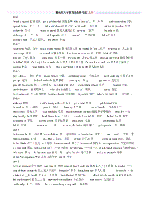 冀教版九年級(jí)英語(yǔ)全冊(cè)詞組.doc