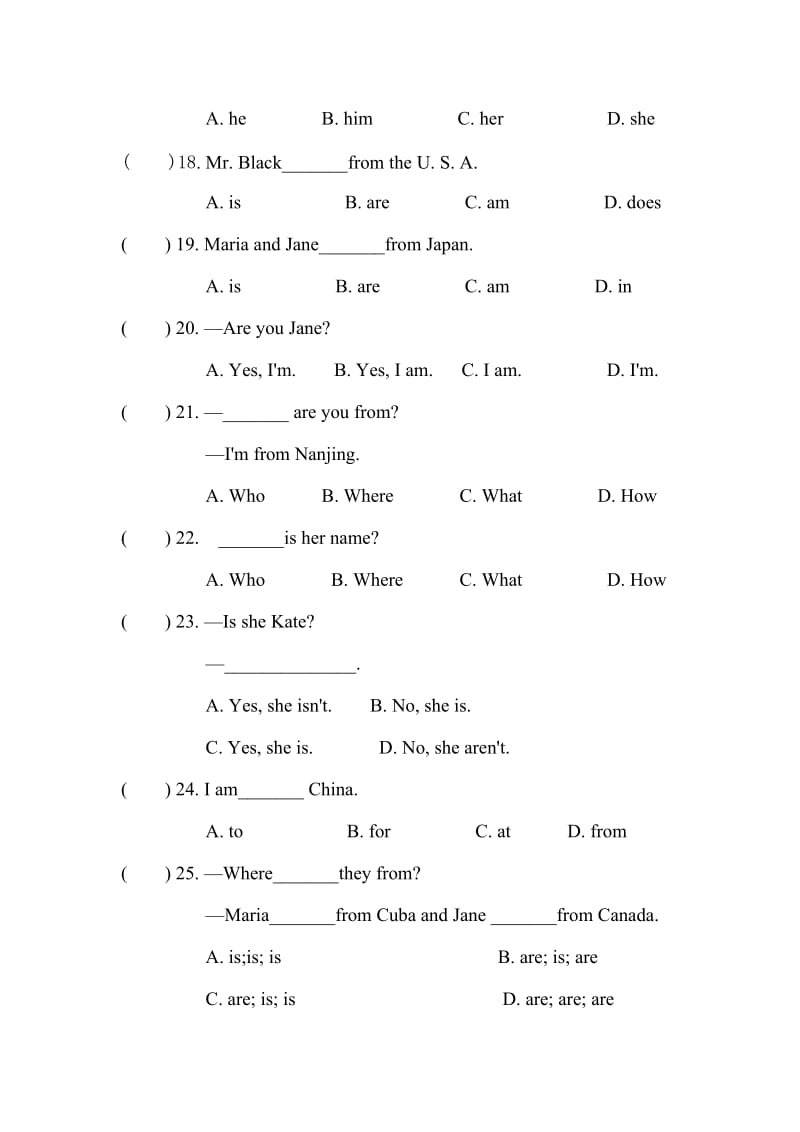 仁爱版七年级英语上Unit1Topic1andTopic2练习.doc_第3页