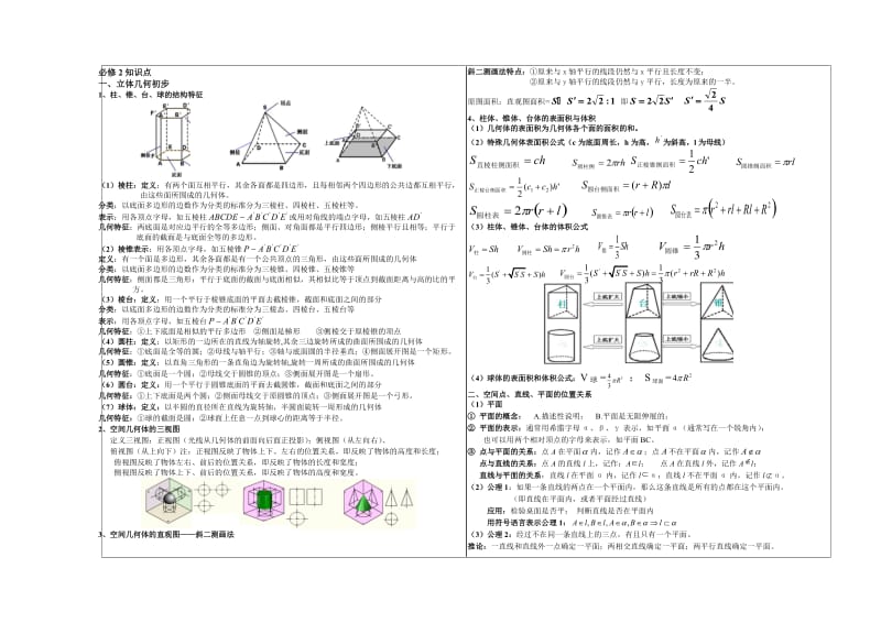 高一数学必修二复习提纲.doc_第1页