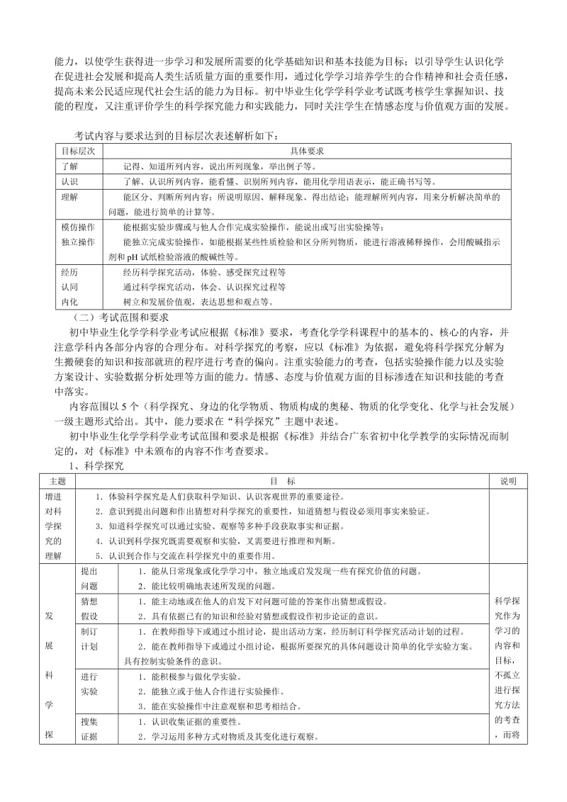 广东省2014年初中毕业生化学学业考试大纲.doc_第3页